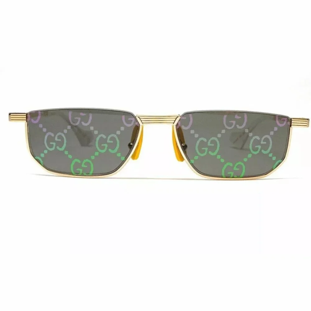 Gucci Men's Rectangle Gold Sunglasses
